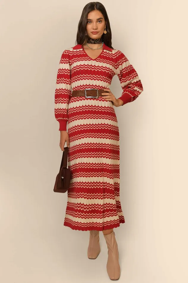Knitwear Women RIXO Piper Coral Cream Chevron Knitwear Women RIXO Piper Coral Cream Chevron