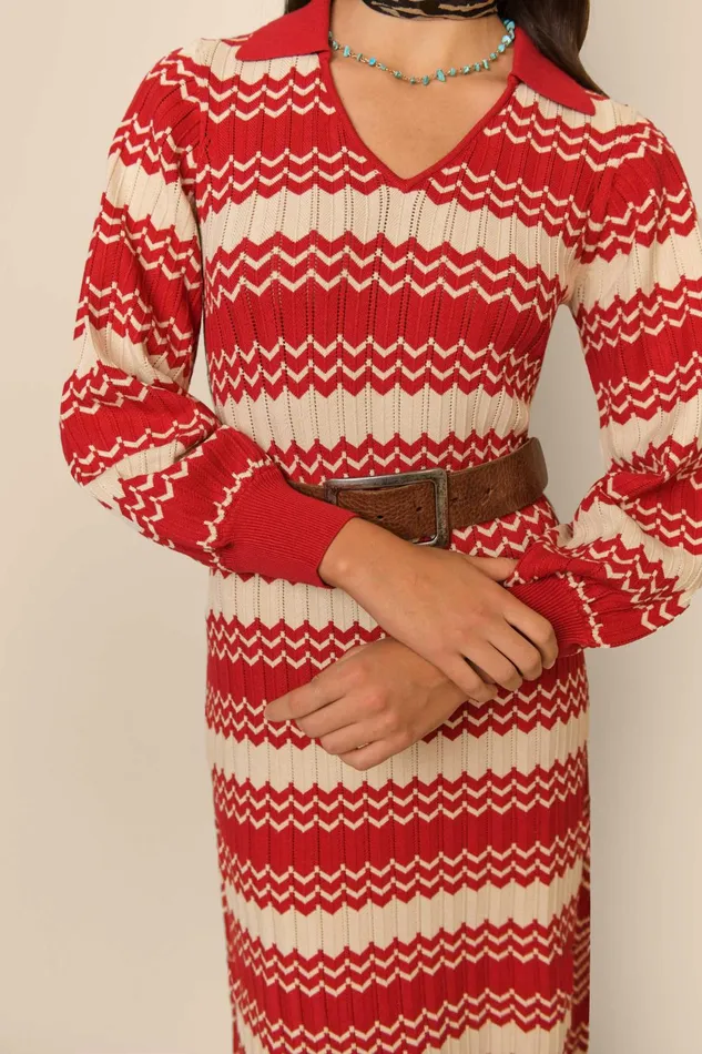 Knitwear Women RIXO Piper Coral Cream Chevron Knitwear Women RIXO Piper Coral Cream Chevron