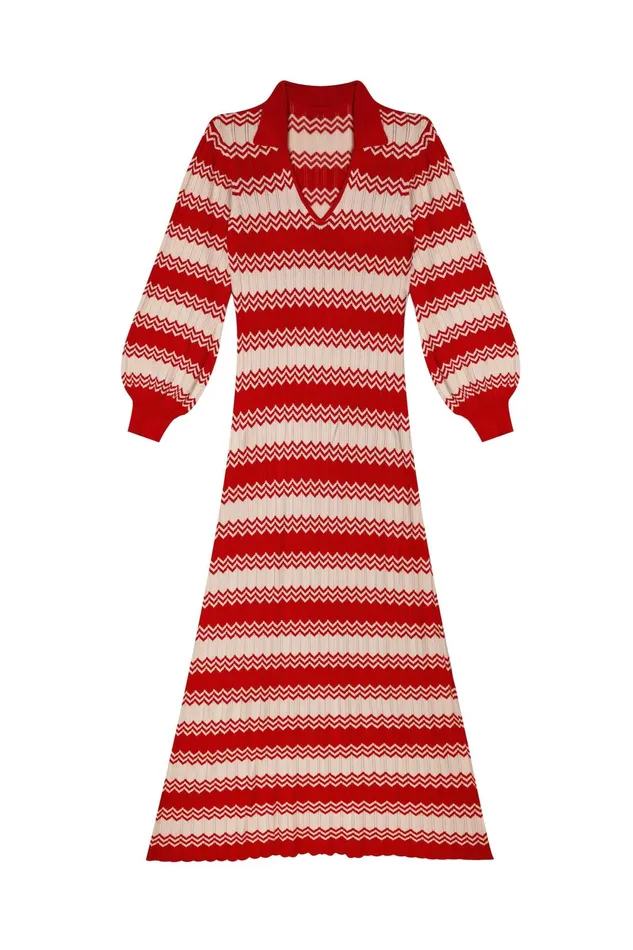Knitwear Women RIXO Piper Coral Cream Chevron Knitwear Women RIXO Piper Coral Cream Chevron