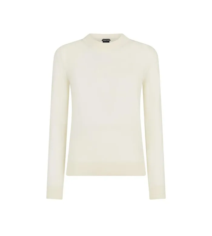 Knitwear Women TOM FORD MERINO WOOL KNIT CREWNECK TOP Off White