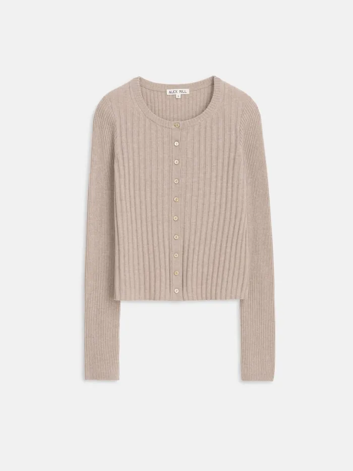 Kristin Ribbed Cardigan Pumice Women Alex Mill Sweaters