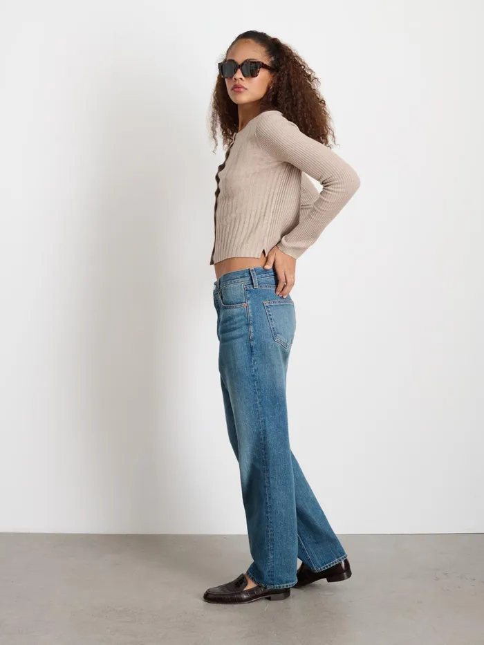 Kristin Ribbed Cardigan Pumice Women Alex Mill Sweaters