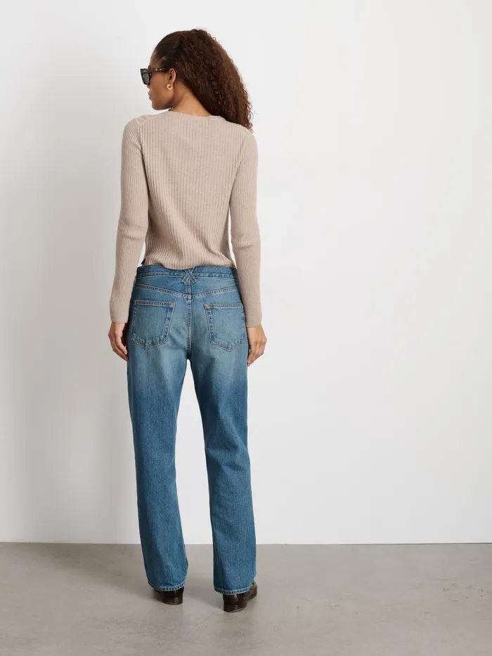 Kristin Ribbed Cardigan Pumice Women Alex Mill Sweaters