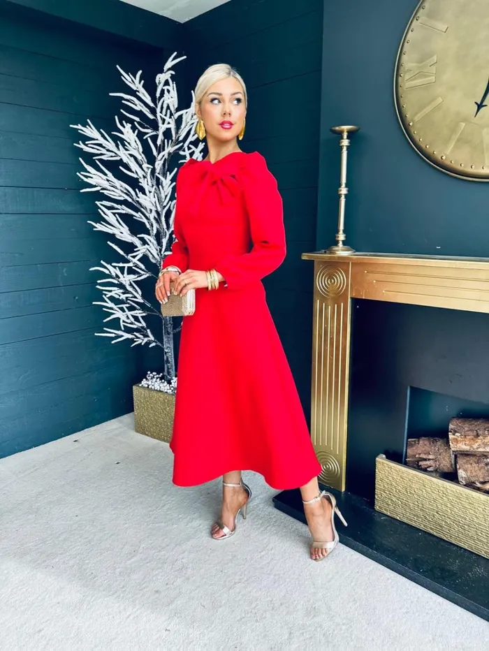 Lauren Detailed Occasion Dress Red Womens Canella Lane Maxi