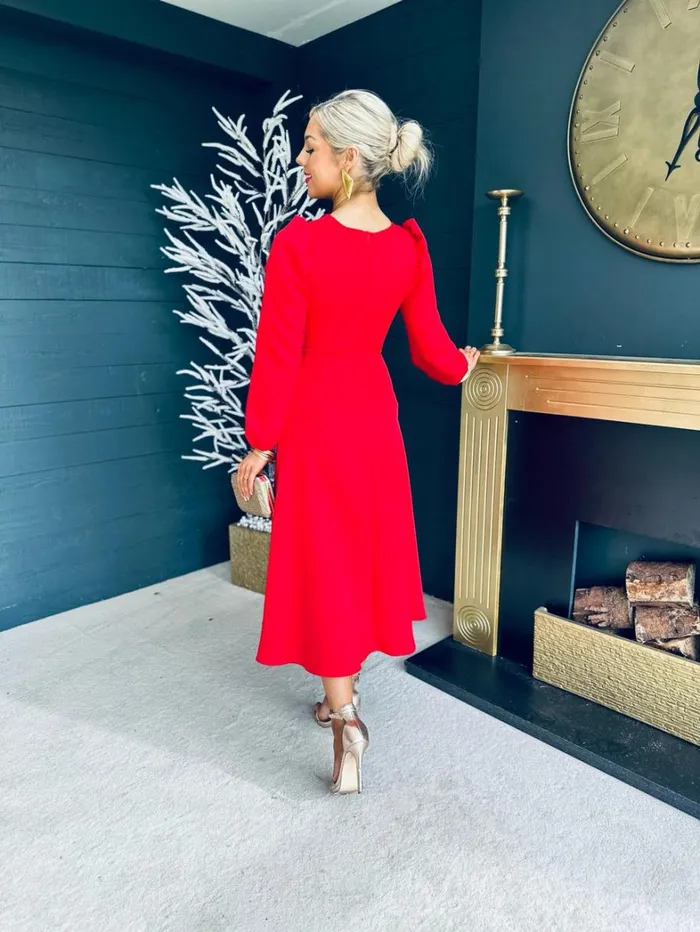 Lauren Detailed Occasion Dress Red Womens Canella Lane Maxi
