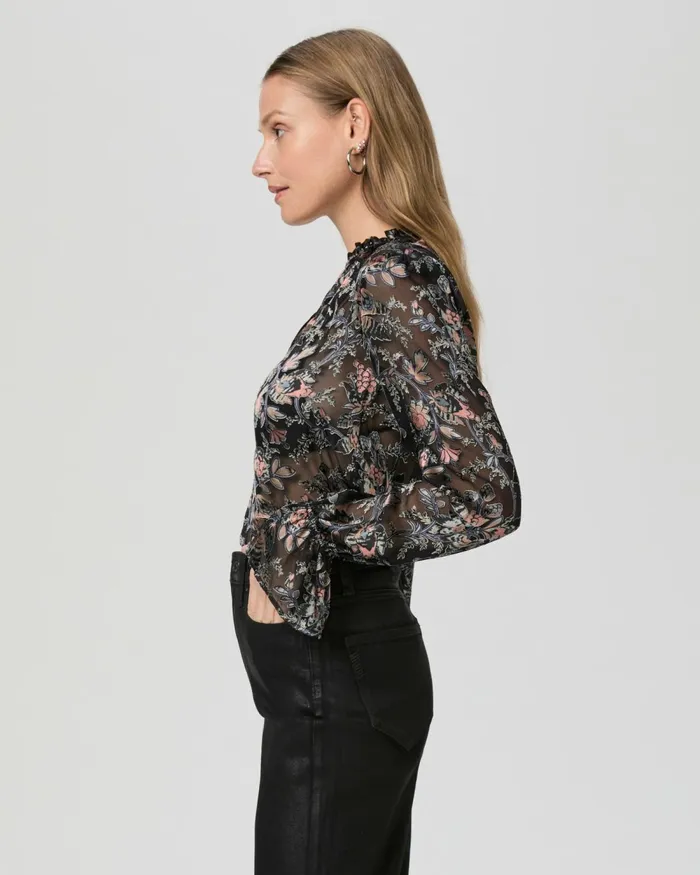 Laurin Blouse 8211 Black Multi Satin Women PAIGE Tops and Blouses Laurin Blouse 8211 Black Multi Satin Women PAIGE Tops and Blouses