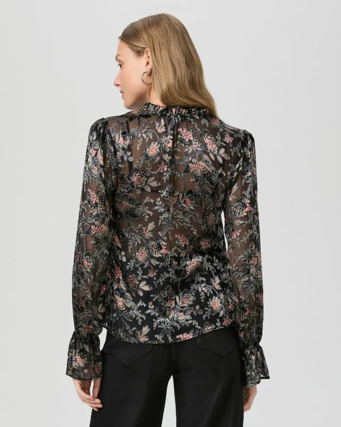 Laurin Blouse 8211 Black Multi Satin Women PAIGE Tops and Blouses Laurin Blouse 8211 Black Multi Satin Women PAIGE Tops and Blouses