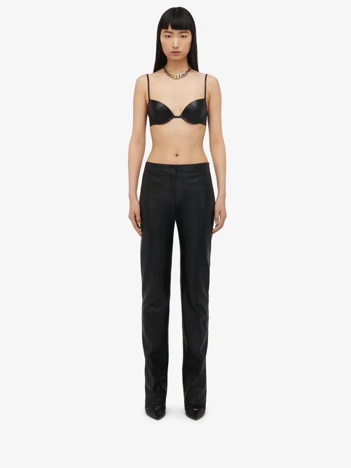 Leather Women Alexander McQueen Cigarette Trousers Black