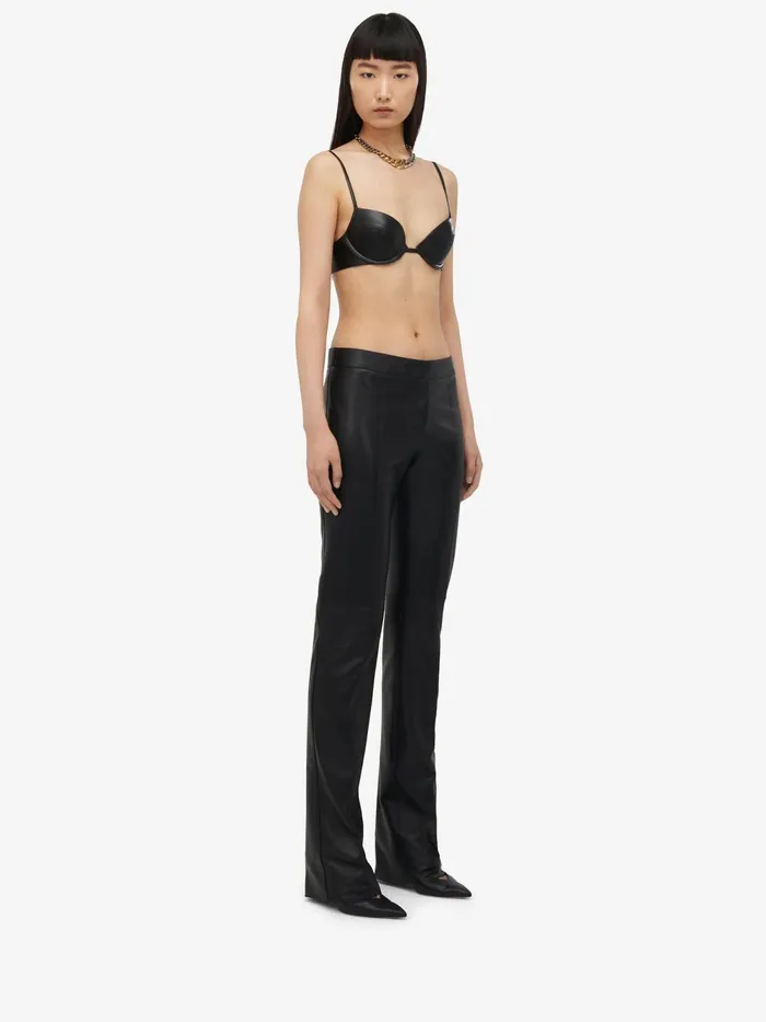 Leather Women Alexander McQueen Cigarette Trousers Black