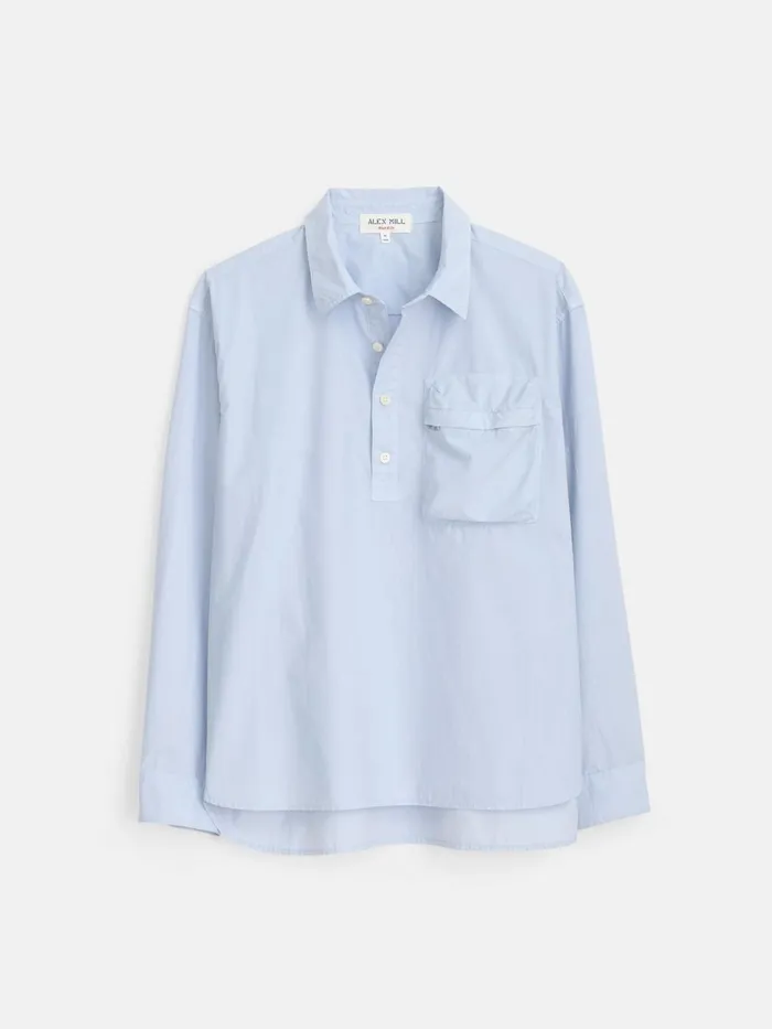 Leo Popover In Paper Cotton Calm Blue Men Alex Mill Shirts