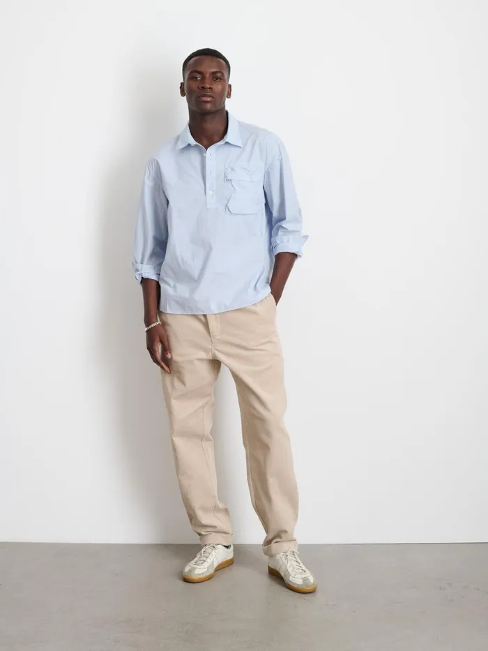 Leo Popover In Paper Cotton Calm Blue Men Alex Mill Shirts
