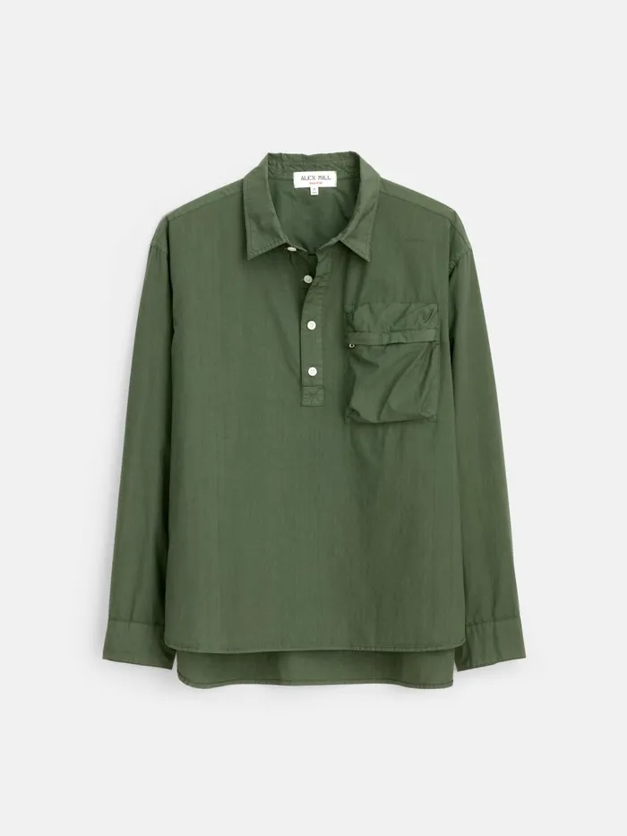Leo Popover In Paper Cotton Faded Olive Men Alex Mill Shirts