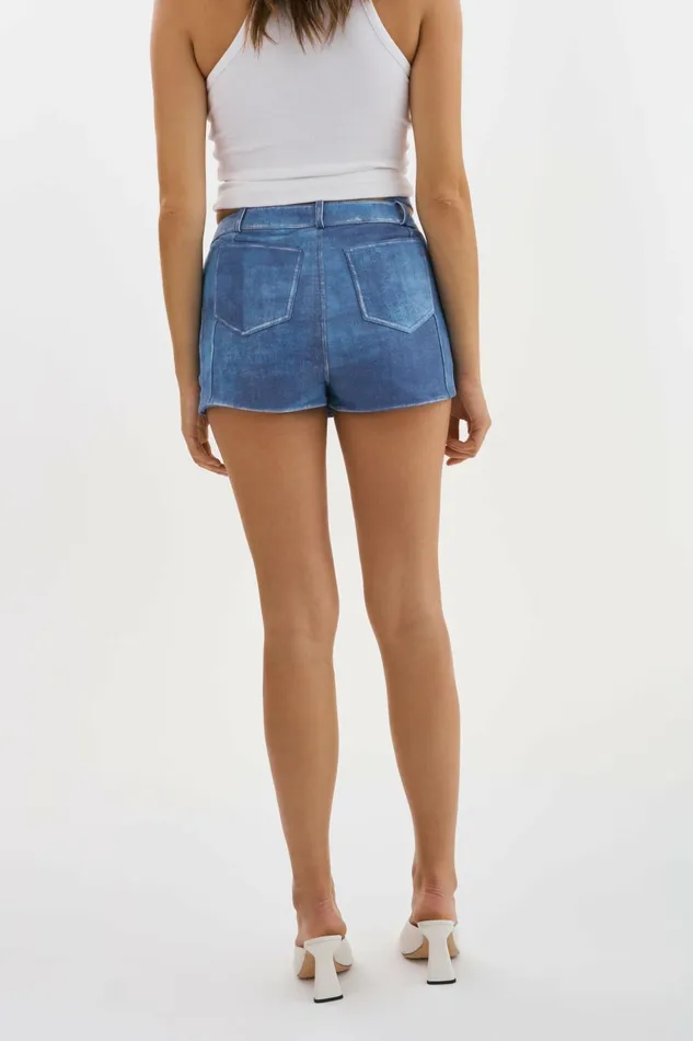 Liana Leather Skort Distressed Indigo Women Lamarque SKIRTS