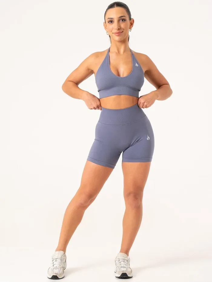 Lift BBL Scrunch Seamless Shorts 8211 Slate Blue Women Ryderwear Gym Shorts