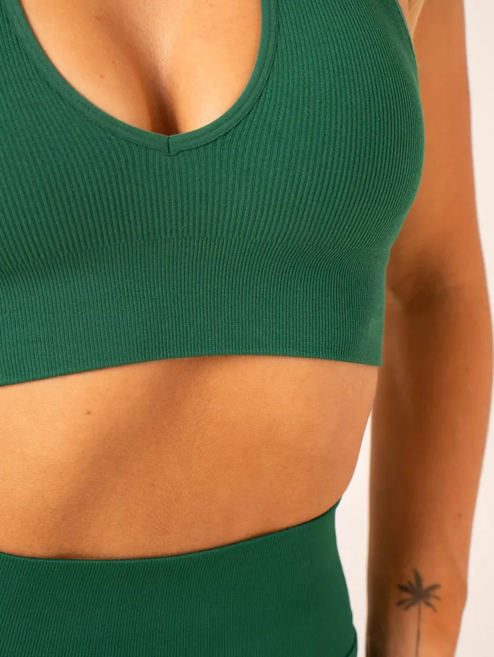Lift Rib Seamless Halter Sports Bra 8211 Emerald Women Ryderwear Sports Bras