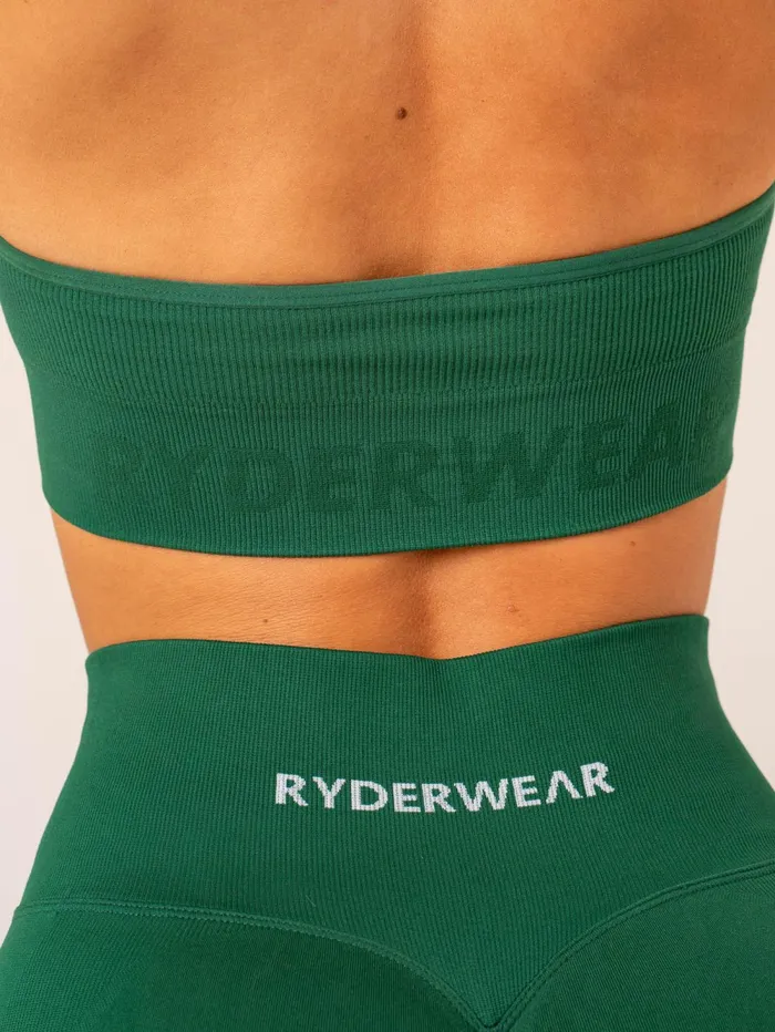 Lift Rib Seamless Halter Sports Bra 8211 Emerald Women Ryderwear Sports Bras