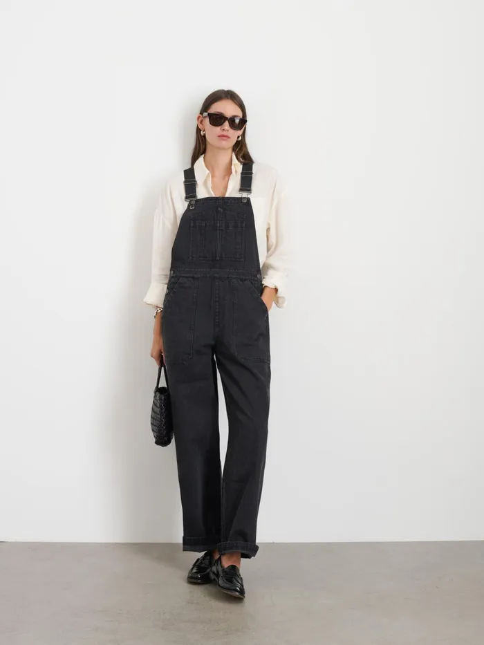 Lili Overall In Black Denim Women Alex Mill Jumpsuits