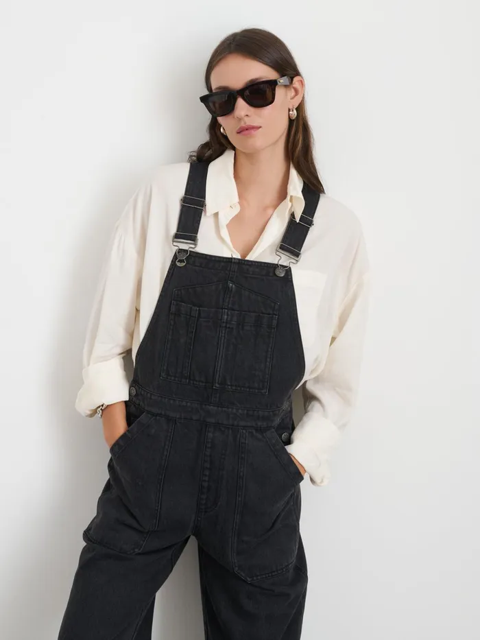 Lili Overall In Black Denim Women Alex Mill Jumpsuits