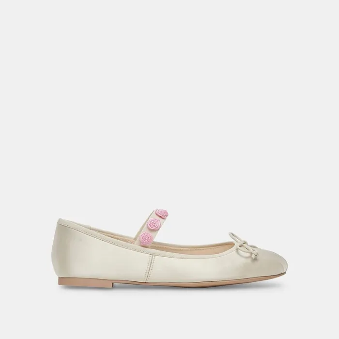 Lilly Ballet Flats Ivory Multi Satin Women Dolce Vita Flats and Loafers