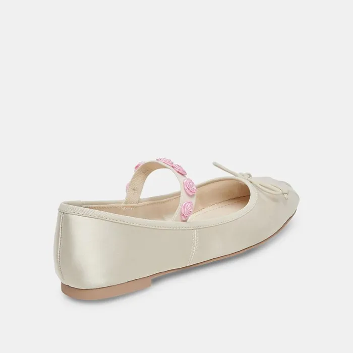 Lilly Ballet Flats Ivory Multi Satin Women Dolce Vita Flats and Loafers