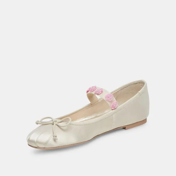 Lilly Ballet Flats Ivory Multi Satin Women Dolce Vita Flats and Loafers