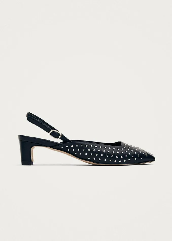Lindy Studs Black Leather Pumps Women ALOHAS Heels