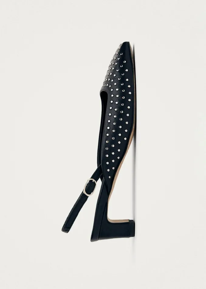 Lindy Studs Black Leather Pumps Women ALOHAS Heels
