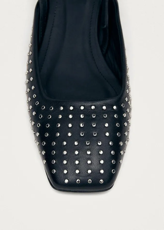 Lindy Studs Black Leather Pumps Women ALOHAS Heels