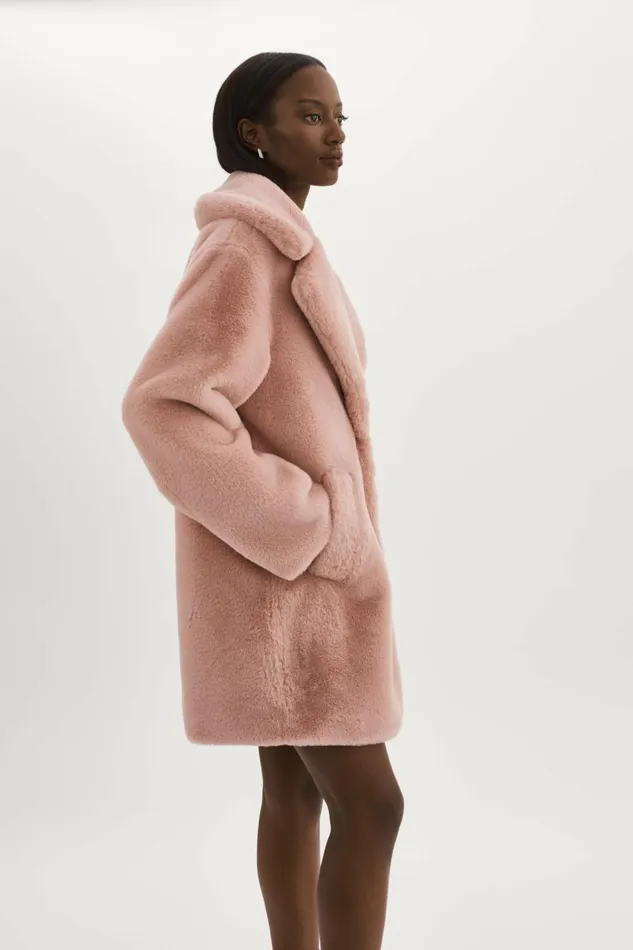Linnea Faux Fur Coat Smoky Pink Women Lamarque COATS and JACKETS