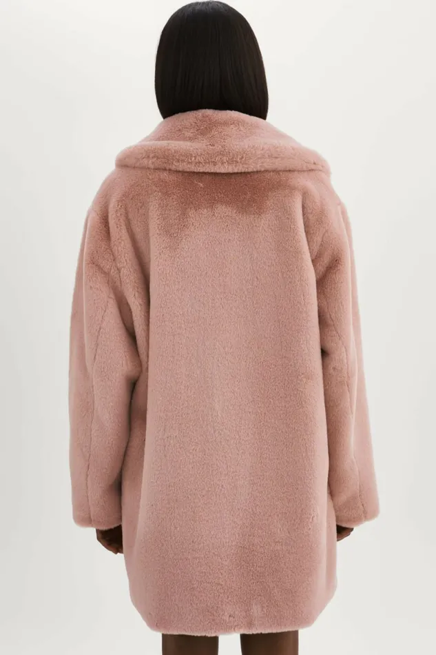 Linnea Faux Fur Coat Smoky Pink Women Lamarque COATS and JACKETS