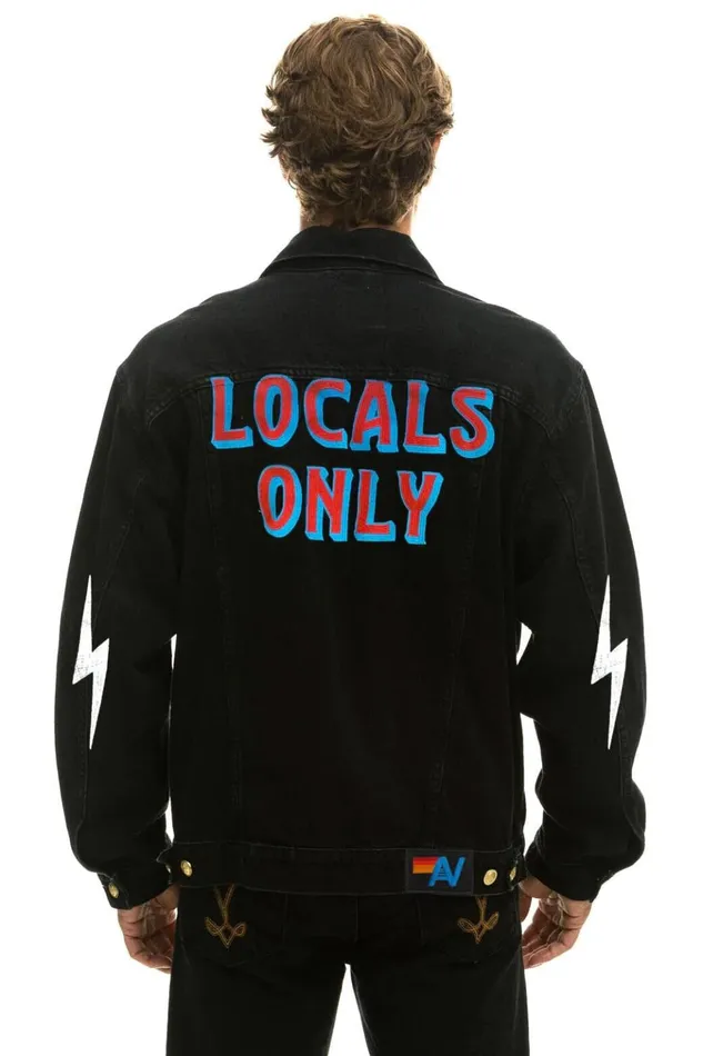 LOCALS ONLY OVERSIZED CONCERT DENIM JACKET 8211 VINTAGE BLACK WomenMen Aviator Nation Denim