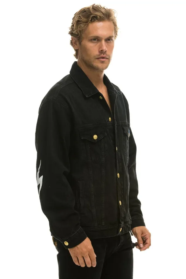 LOCALS ONLY OVERSIZED CONCERT DENIM JACKET 8211 VINTAGE BLACK WomenMen Aviator Nation Denim