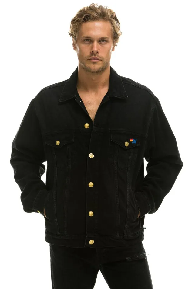LOCALS ONLY OVERSIZED CONCERT DENIM JACKET 8211 VINTAGE BLACK WomenMen Aviator Nation Denim Jackets