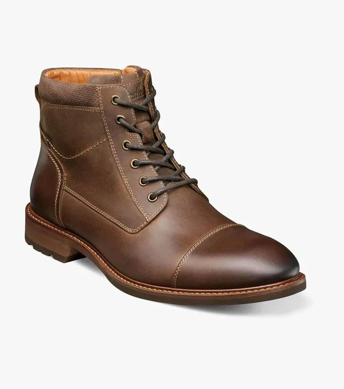 Lodge Cap Toe Lace Up Boot Brown Ch Men Florsheim Casual Shoes