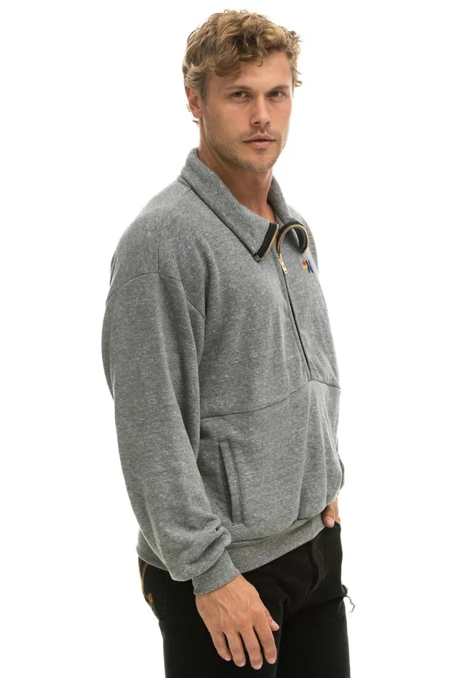 LOGO EMBROIDERY HALF ZIP SWEATSHIRT 8211 HEATHER GREY Women Aviator Nation Sweatshirts