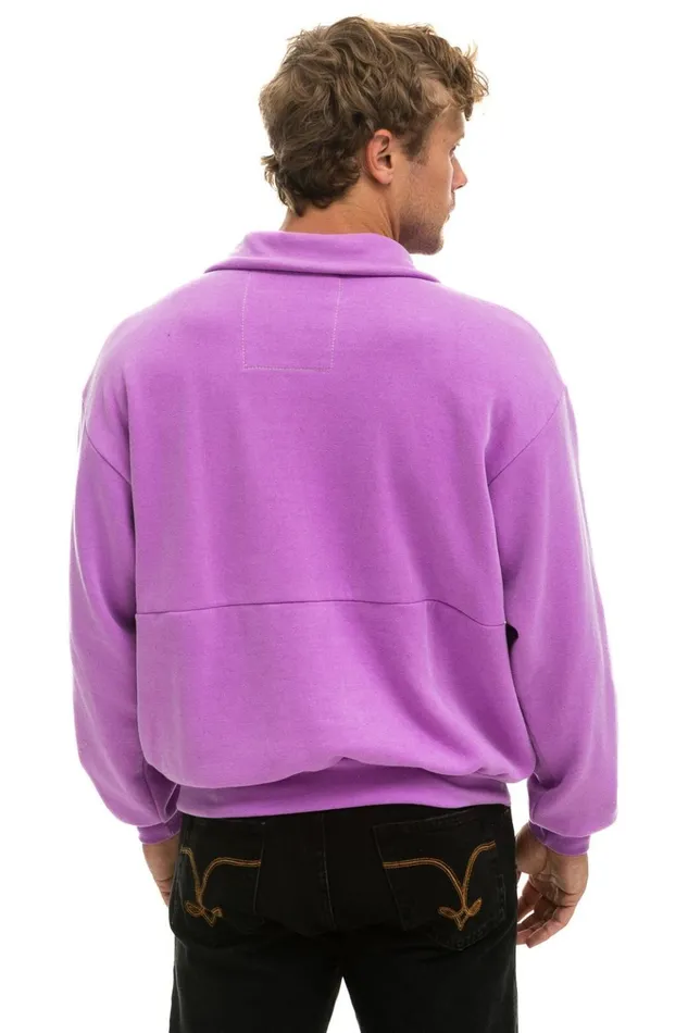 LOGO EMBROIDERY HALF ZIP SWEATSHIRT 8211 NEON PURPLE Women Aviator Nation Sweatshirts