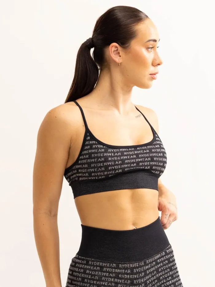 Logo Lux Seamless Sports Bra 8211 Black Women Ryderwear Sports Bras