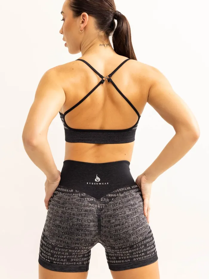 Logo Lux Seamless Sports Bra 8211 Black Women Ryderwear Sports Bras