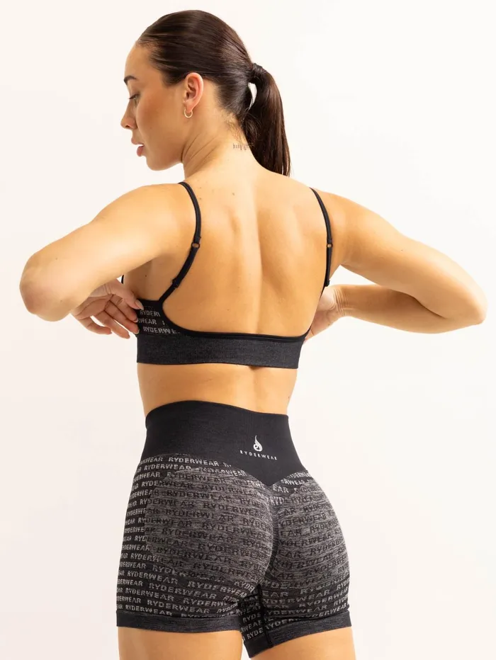 Logo Lux Seamless Sports Bra 8211 Black Women Ryderwear Sports Bras