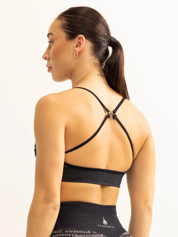 Logo Lux Seamless Sports Bra 8211 Black Women Ryderwear Sports Bras