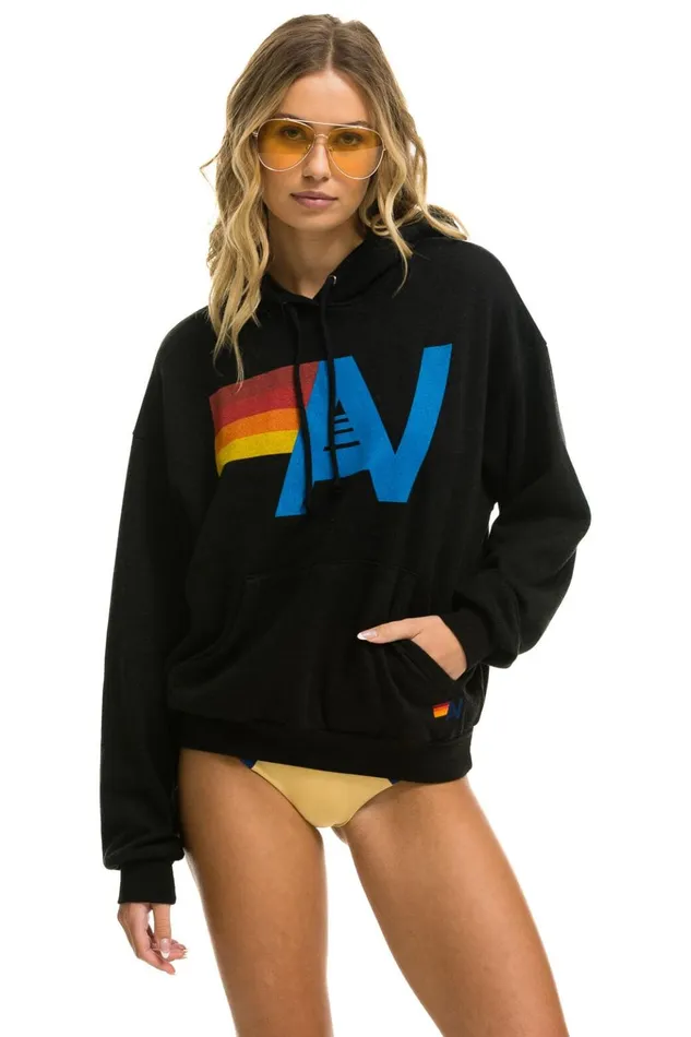 LOGO PULLOVER RELAXED HOODIE 8211 BLACK Women Aviator Nation Hoodies