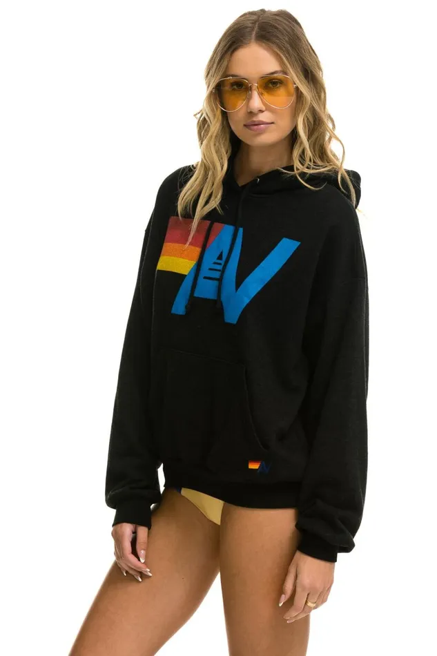 LOGO PULLOVER RELAXED HOODIE 8211 BLACK Women Aviator Nation Hoodies