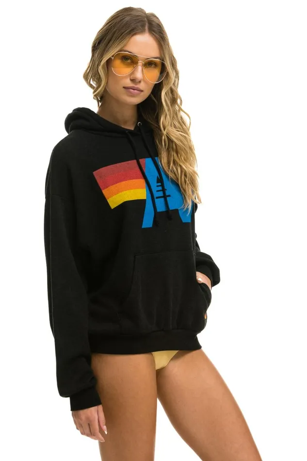 LOGO PULLOVER RELAXED HOODIE 8211 BLACK Women Aviator Nation Hoodies