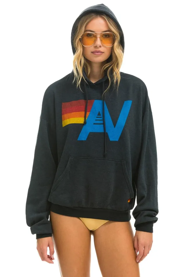 LOGO PULLOVER RELAXED HOODIE 8211 CHARCOAL Women Aviator Nation Hoodies