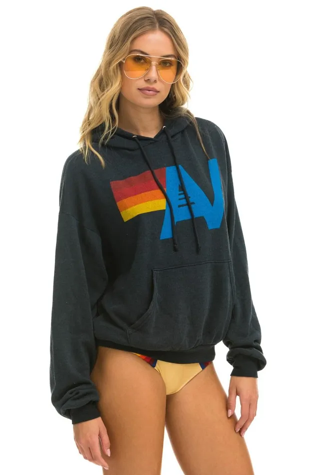 LOGO PULLOVER RELAXED HOODIE 8211 CHARCOAL Women Aviator Nation Hoodies