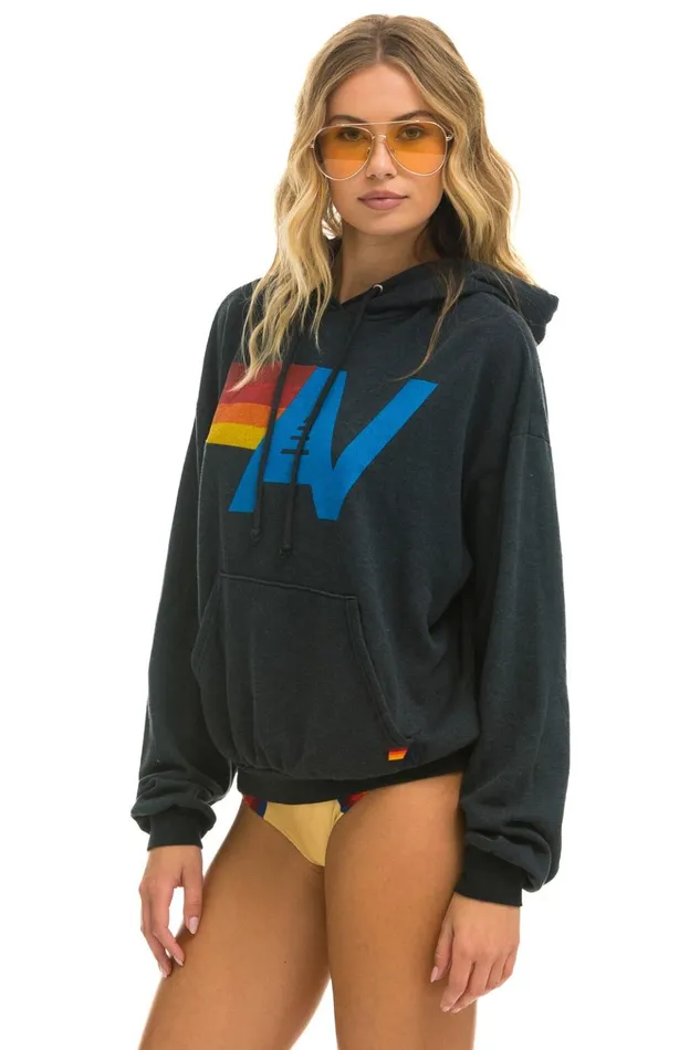 LOGO PULLOVER RELAXED HOODIE 8211 CHARCOAL Women Aviator Nation Hoodies