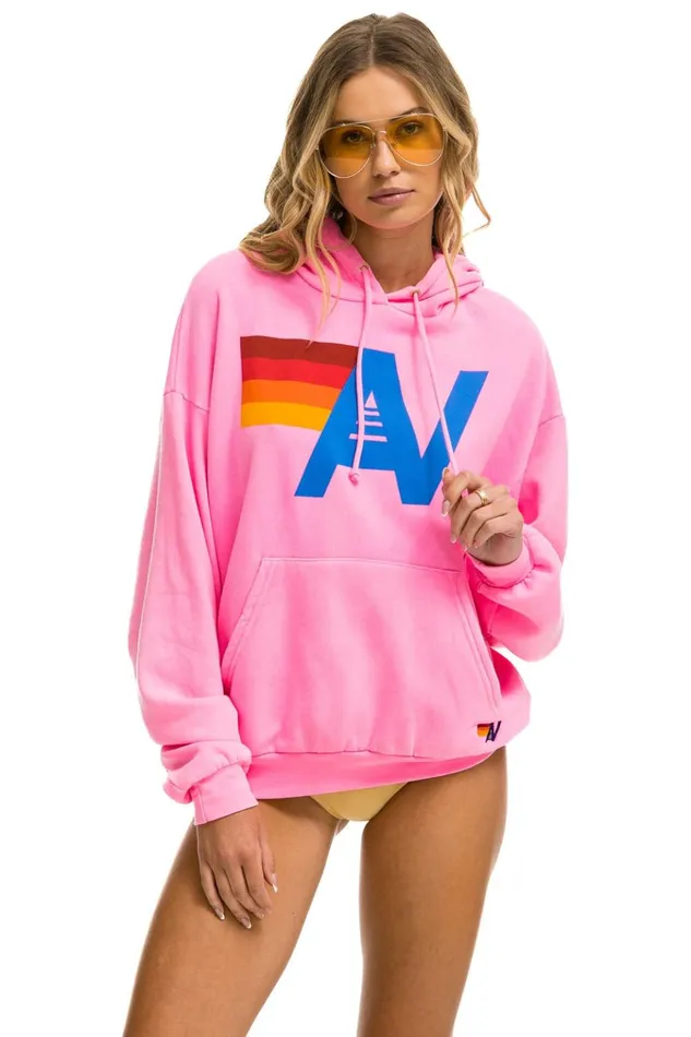 LOGO PULLOVER RELAXED HOODIE 8211 NEON PINK Women Aviator Nation Hoodies
