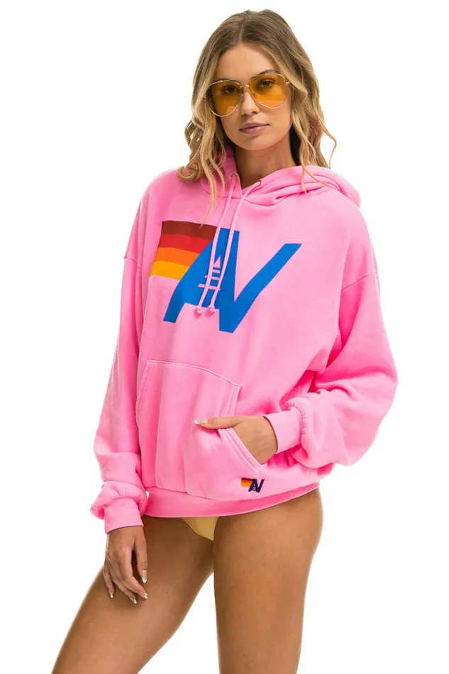 LOGO PULLOVER RELAXED HOODIE 8211 NEON PINK Women Aviator Nation Hoodies