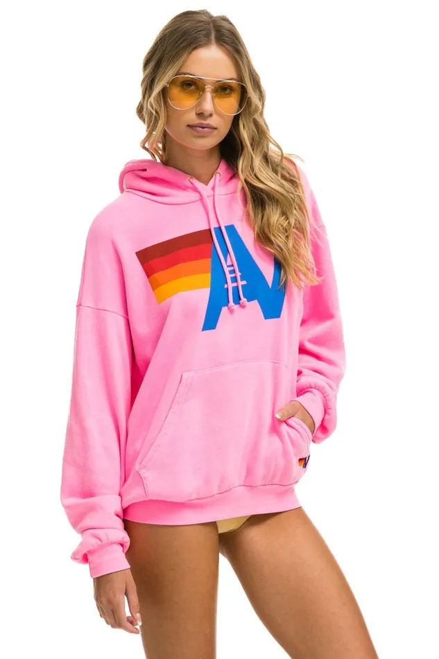 LOGO PULLOVER RELAXED HOODIE 8211 NEON PINK Women Aviator Nation Hoodies