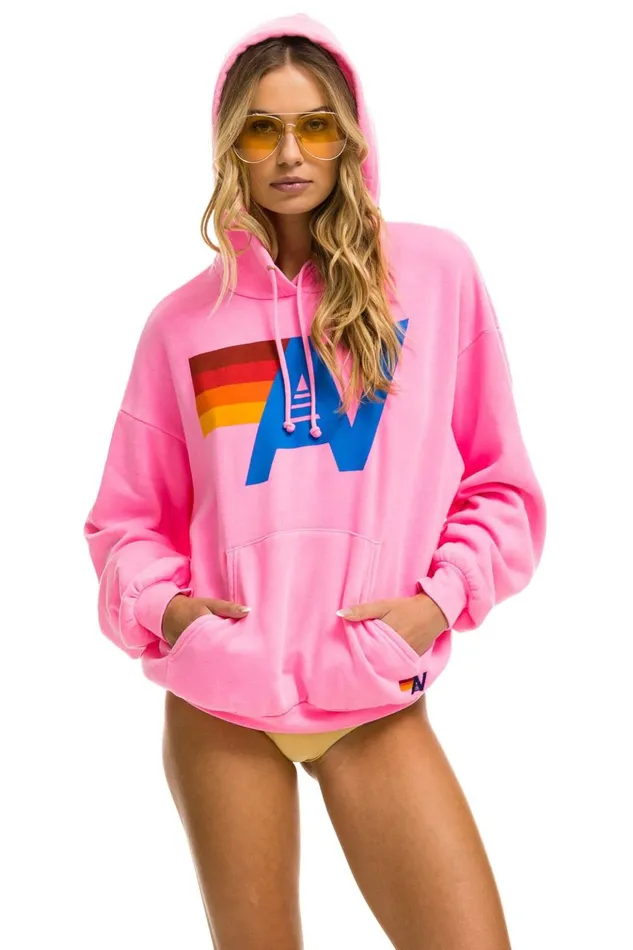 LOGO PULLOVER RELAXED HOODIE 8211 NEON PINK Women Aviator Nation Hoodies